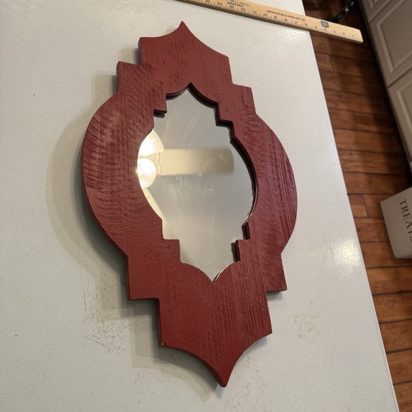 Wall Mirror Quatrefoil Moroccan‎ Style Red Wooden23